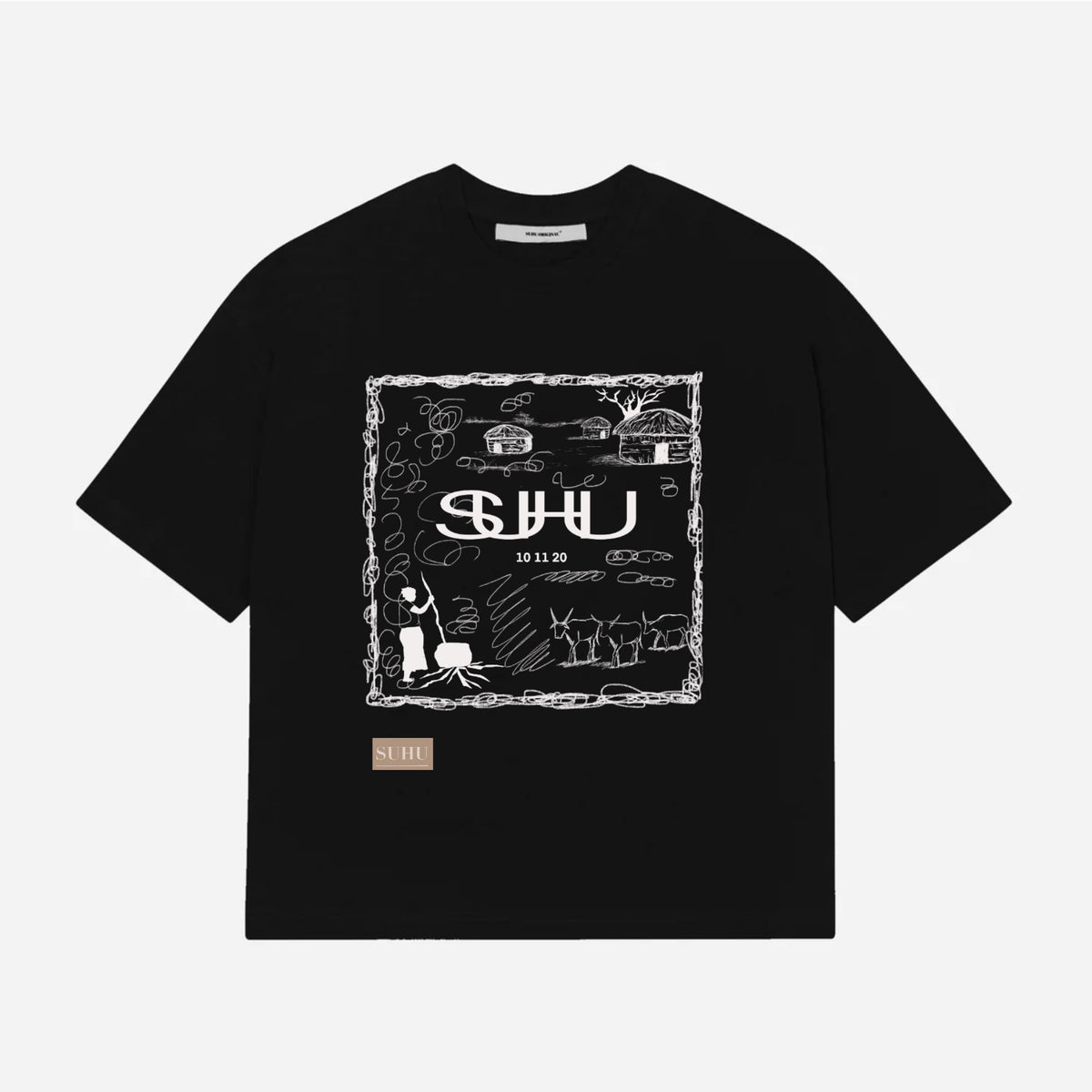 SUHU Cows Are Home T-Shirt, Black