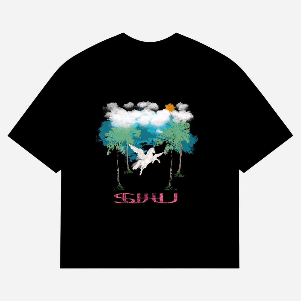 SUHU, Flight to Paradise T-Shirt, Black