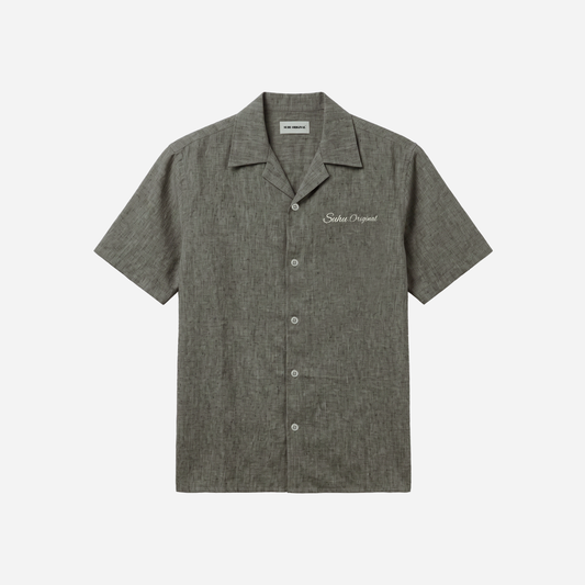 SUHU Aged Green Linen Shirt